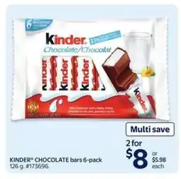 Walmart Kinder Chocolate Bars 6-Pack offer