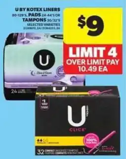 Real Canadian Superstore U by Kotex Liners, Pads, or Tampons offer
