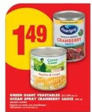 No Frills Green Giant Vegetables / Ocean Spray Cranberry Sauce offer