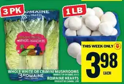 Food Basics Whole White or Crimini Mushrooms / Romaine Hearts offer
