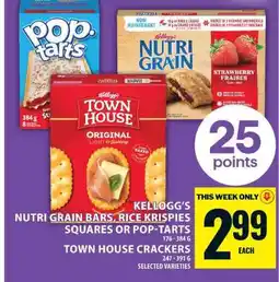 Food Basics Kellogg's Nutri Grain Bars, Rice Krispies Squares or Pop-Tarts, Town House Crackers offer
