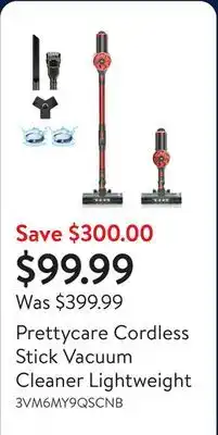 Walmart Prettycare Cordless Stick Vacuum Cleaner Lightweight offer