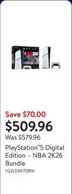 Walmart PlayStation 5 Digital Edition – NBA 2K26 Bundle offer
