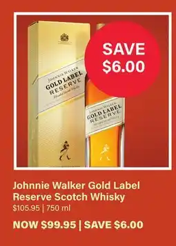 LCBO Johnnie Walker Gold Label Reserve Scotch Whisky offer