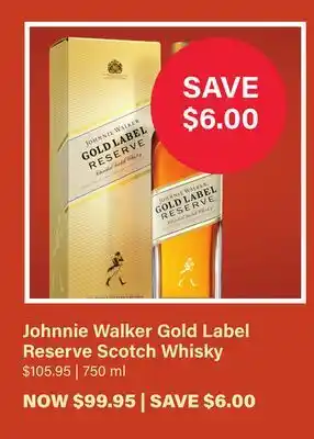 LCBO Johnnie Walker Gold Label Reserve Scotch Whisky offer