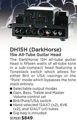 Long & McQuade DH15H (DARKHORSE) 15W ALL-TUBE GUITAR HEAD offer