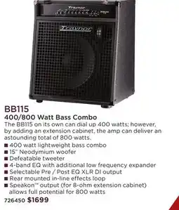 Long & McQuade TRAYNOR BB115 400/800 WATT BASS COMBO offer