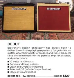 Long & McQuade BLACKSTAR 10W COMBO DEBUT offer