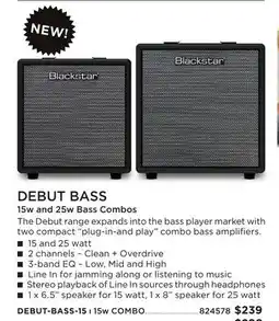 Long & McQuade BLACKSTAR DEBUT BASS 15W 25W BASS COMBOS offer