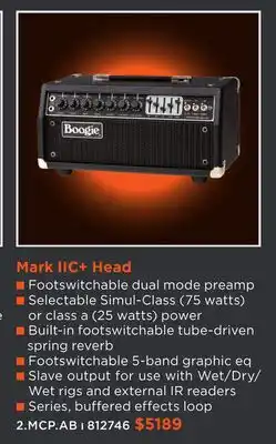 Long & McQuade MESA BOOGIE MARK IIC+ HEAD offer