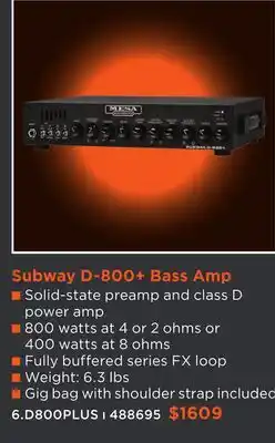 Long & McQuade MESA BOOGIE SUBWAY D-800+ BASS AMP offer
