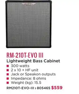 Long & McQuade ASHDOWN ENGINEERING RM-210T-EVO III LIGHTWEIGHT BASS CABINET offer