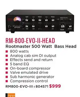Long & McQuade ASHDOWN ENGINEERING ROOTMASTER 500 WATT BASS HEAD offer