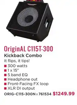 Long & McQuade STUDIO RANGE ORIGINAL C115T-300 KICKBACK COMBO offer