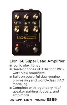 Long & McQuade LION '68 SUPER LEAD AMPLIFIER offer