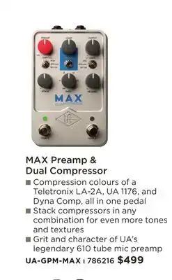 Long & McQuade MAX PREAMP & DUAL COMPRESSOR offer