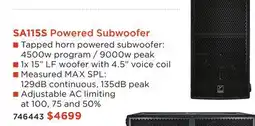 Long & McQuade SYNERGY SA115S POWERED SUBWOOFER offer