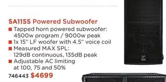 Long & McQuade SYNERGY SA115S POWERED SUBWOOFER offer
