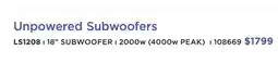 Long & McQuade ELITE UNPOWERED SUBWOOFERS offer
