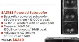Long & McQuade YORKVILLE SA315S POWERED SUBWOOFER offer