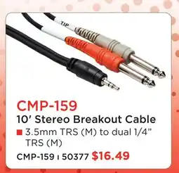 Long & McQuade CMP-159 10' STEREO BREAKOUT CABLE offer