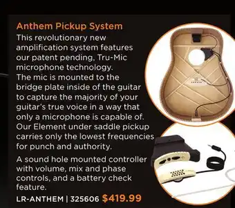 Long & McQuade ANTHEM PICKUP SYSTEM, LR-ANTHEM offer