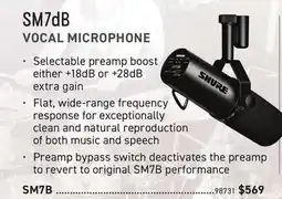 Long & McQuade SHURE SM7dB VOCAL MICROPHONE offer