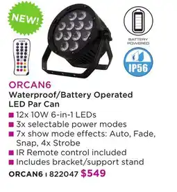 Long & McQuade ORION WATERPROOF/BATTERY OPERATED LED PAR CAN offer