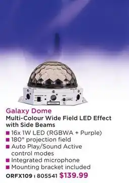 Long & McQuade ORION GALAXY DOME MULTI-COLOUR WIDE FIELD LED EFFECT WITH SIDE BEAMS offer