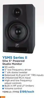 Long & McQuade YORKVILLE YSM5 SERIES II 50W 5 POWERED STUDIO MONITOR offer
