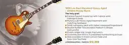 Long & McQuade GIBSON 1959 LES PAUL STANDARD HEAVY AGED-GOLDEN POPPY BURST offer