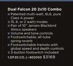 Long & McQuade GIBSON DUAL FALCON 20 2X10 COMBO offer