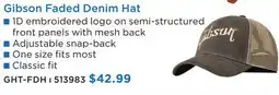 Long & McQuade GIBSON FADED DENIM HAT offer