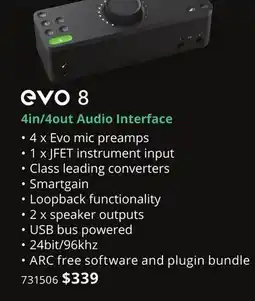 Long & McQuade EVO 8 4IN/4OUT AUDIO INTERFACE offer
