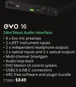 Long & McQuade Evo 16 24IN/24OUT AUDIO INTERFACE offer