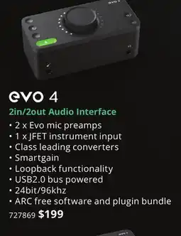 Long & McQuade EVO 4 2IN/2OUT AUDIO INTERFACE offer