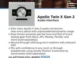 Long & McQuade APOLLO TWIN X GEN 2 AUDIO INTERFACE offer