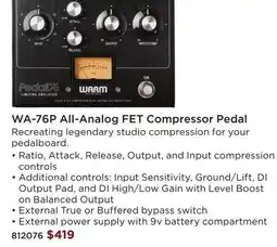 Long & McQuade WARM AUDIO WA-76P ALL-ANALOG FET COMPRESSOR PEDAL offer