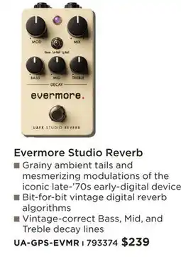 Long & McQuade EVERMORE STUDIO REVERB offer