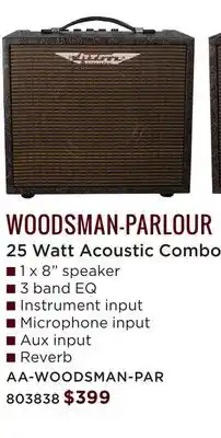 Long & McQuade STUDIO WOODSMAN-PARLOUR 25 Watt Acoustic Combo offer