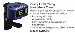 Long & McQuade SNARK CRAZY LITTLE THING HEADSTOCK TUNER offer