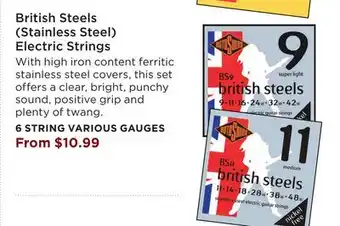 Long & McQuade SNARK BRITISH STEELS ELECTRIC STRINGS offer