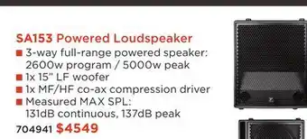 Long & McQuade SA153 POWERED LOUDSPEAKER offer