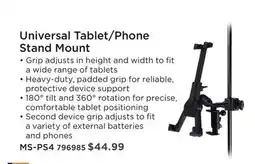 Long & McQuade STUDIO ESSENTIALS UNIVERSAL TABLET/PHONE STAND MOUNT offer
