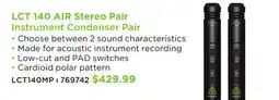 Long & McQuade LEWITT LCT 140 AIR STEREO PAIR INSTRUMENT CONDENSER PAIR offer