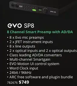 Long & McQuade EVO AUDIENT EVO SP8 8 CHANNEL SMART PREAMP WITH AD/DA offer