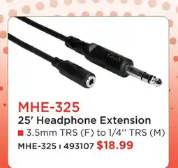 Long & McQuade HOSA MHE-325 25' HEADPHONE EXTENSION offer