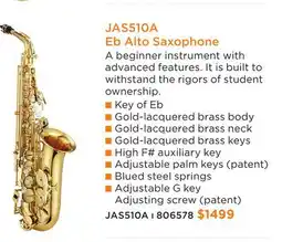 Long & McQuade JUPITER JAS510A EB ALTO SAXOPHONE offer