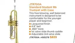 Long & McQuade JTR700A STANDARD STUDENT BB TRUMPET WITH CASE offer