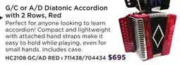 Long & McQuade CARLTON G/C OR A/D DIATONIC ACCORDION WITH 2 ROWS RED offer